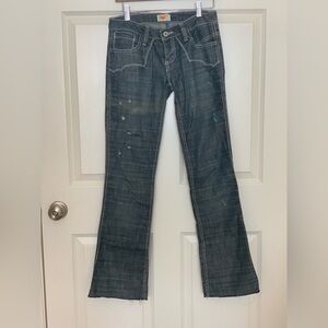 Antik Denim Distressed Low-Rise Jeans with Beaded Pocket Design. Size-27